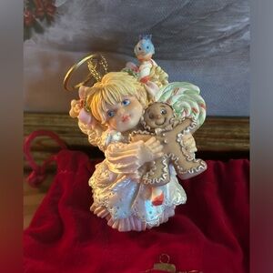 Ashton Drake Heirloom ornaments angel with gingerbread man/ candy. bag included